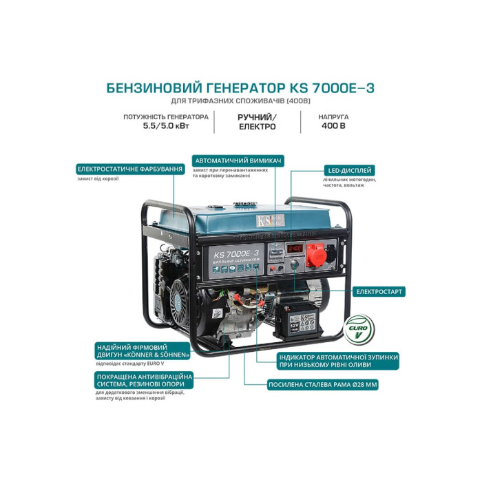 Бензиновый генератор Konner & Sohnen KS 7000E-3
