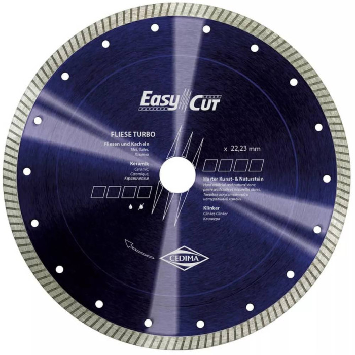 Диск алмазный CEDIMA Easy-Cut, Fliese turbo, NATURSTEIN, железобетон/клинкер/кафель, 125x10х22.23 мм (50006963)
