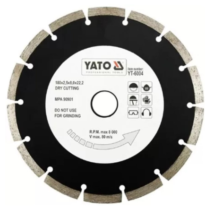 Диск алмазний сегмент YATO YT-6004 180x8,0x22,2 мм. H= 2,5 мм