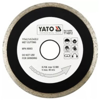 Диск алмазний суцільний YATO YT-6012 115x5,3x22,2 мм. H= 2,1 мм. для мокрої різки