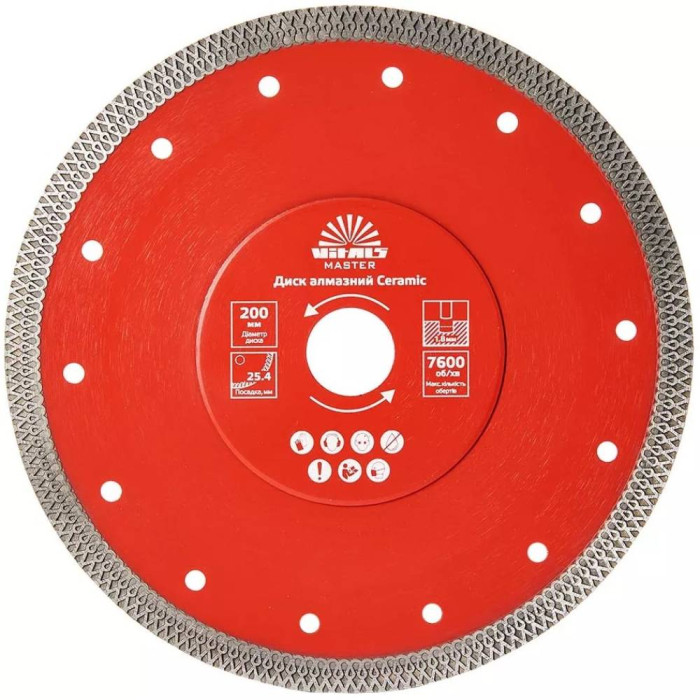 Диск алмазный Vitals Master Ceramic 200х1.8х25.4/22.2х10 мм (168110)