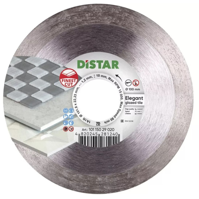 Круг алмазний для керамограніту Distar Elegant 1A1R 100*1,2*10*22,23 (10115029020)