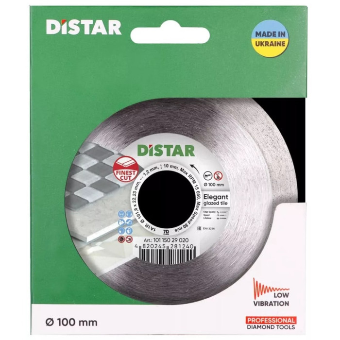 Круг алмазний для керамограніту Distar Elegant 1A1R 100*1,2*10*22,23 (10115029020)