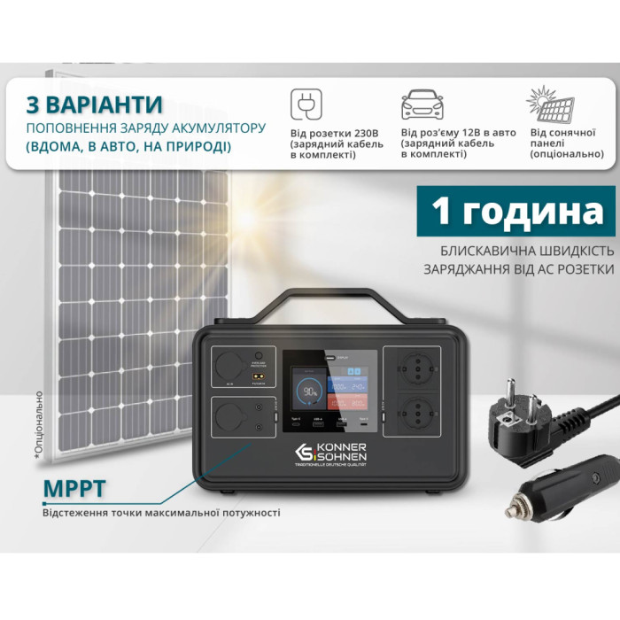 Портативна мобільна електростанція Konner&Sohnen KS 1200PS