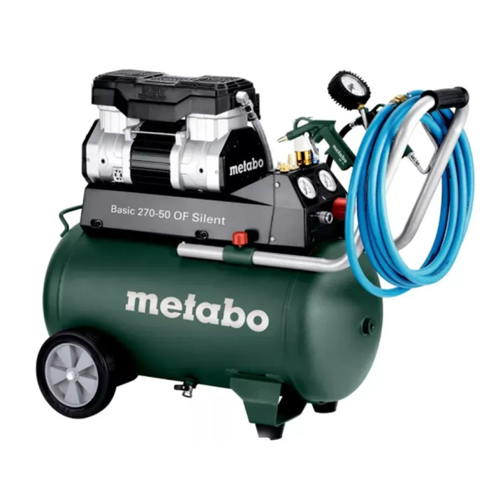 Компрессор безмасляный Metabo Basic 270-50 OF Silent, 270 л/мин всос, 10 Бар, 50 л. бак, 1500 Вт (601594000)