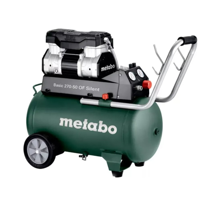 Компрессор безмасляный Metabo Basic 270-50 OF Silent, 270 л/мин всос, 10 Бар, 50 л. бак, 1500 Вт (601594000)