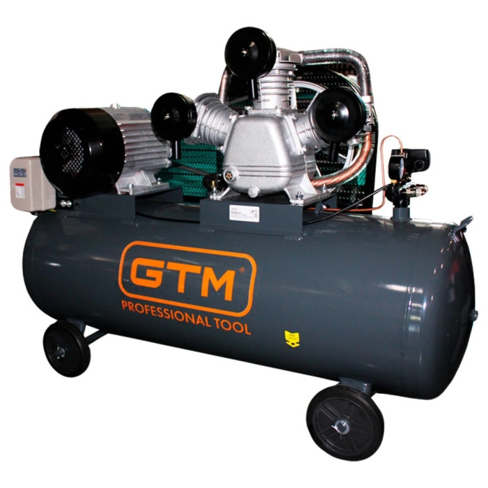 Поршневой воздушный компрессор GTM KC3090-220L ременный, 220 л, 7,5 кВт 10бар 380В 3 цилиндра V-под. (27159)