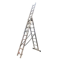Лестница алюминиевая трёхсекционная GTM KME309 3x9 ступенек 2.45-5.69м (39946)
