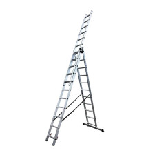Лестница алюминиевая трёхсекционная GTM KME311, 3x11 ступенек 2.99-7.31м (39948)