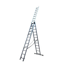 Лестница алюминиевая трёхсекционная GTM KMEKME312 3x12 ступенек 3.26-8.12м (39949)