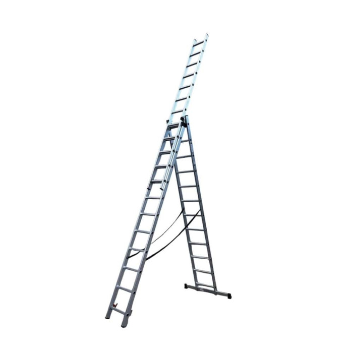 Лестница алюминиевая трёхсекционная GTM KMEKME312 3x12 ступенек 3.26-8.12м (39949)