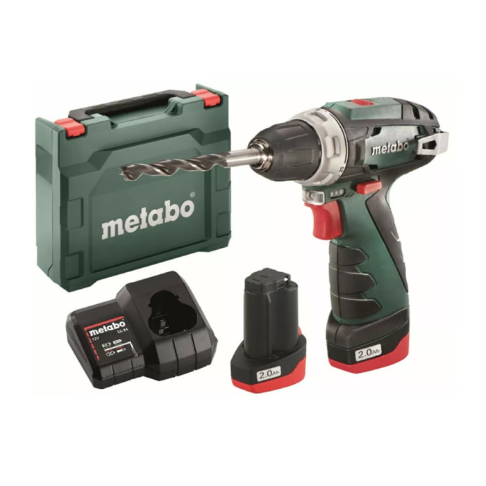 Аккумуляторная дрель-шуруповерт 12В Metabo PowerMaxx BS Basic + 2x2.0 Ач, Зарядное устройство для LC 12 (600984500)
