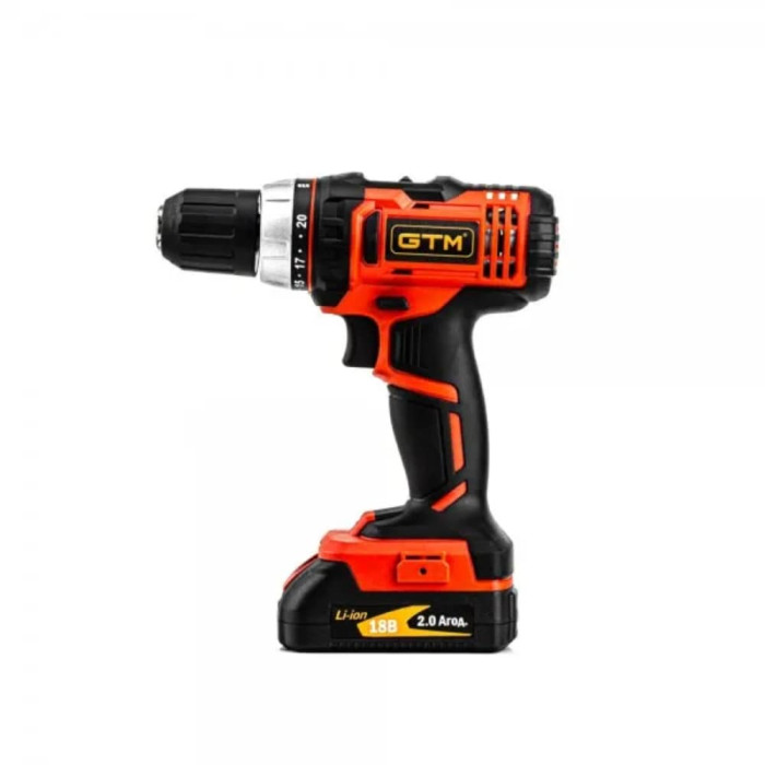 Дрель-шуруповерт аккумуляторный GTM DS18/40P (2690) + аккумулятор - 2шт, зарядное устройство, пластиковый кейс