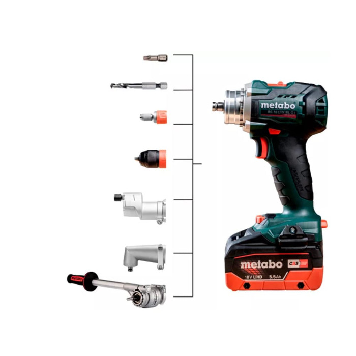 Дриль-шуруповерт акумуляторний Metabo BS 18 LTX BL Q I з швидкозйомним патроном Quick (2x5.2 Ah, metaBOX, ASC 55) (602359650)