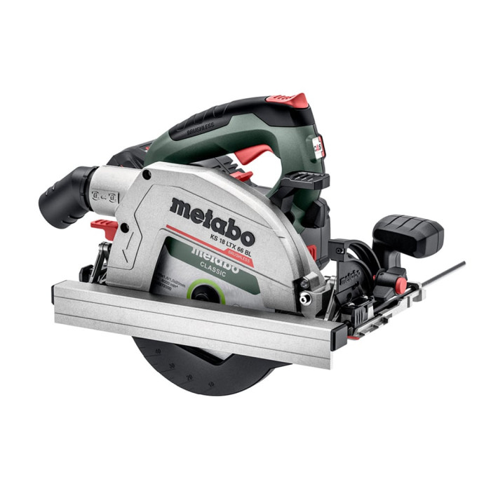 Дискова пила акумуляторна Metabo KS 18 LTX 66 BL, кут різу 0/+46⁰, глибна різу 0-66мм, каркас (611866850)