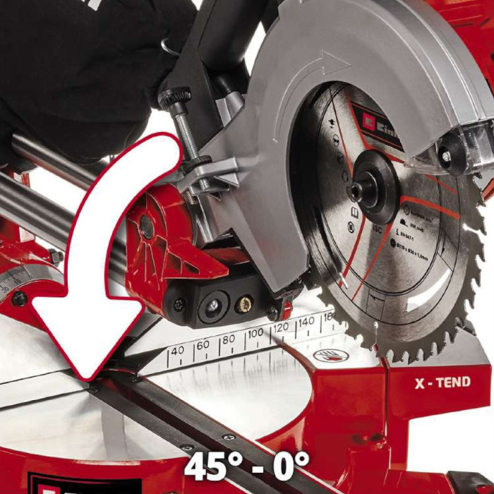 Пила торцовочная Einhell TC-SM 254 (4300385) наклон головы влево на 45°, лазер