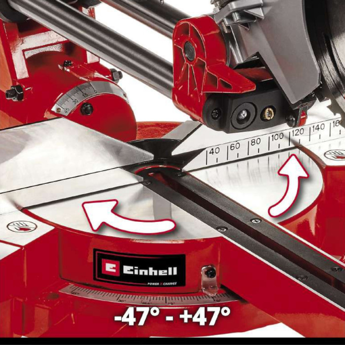 Пила торцовочная Einhell TC-SM 254 (4300385) наклон головы влево на 45°, лазер