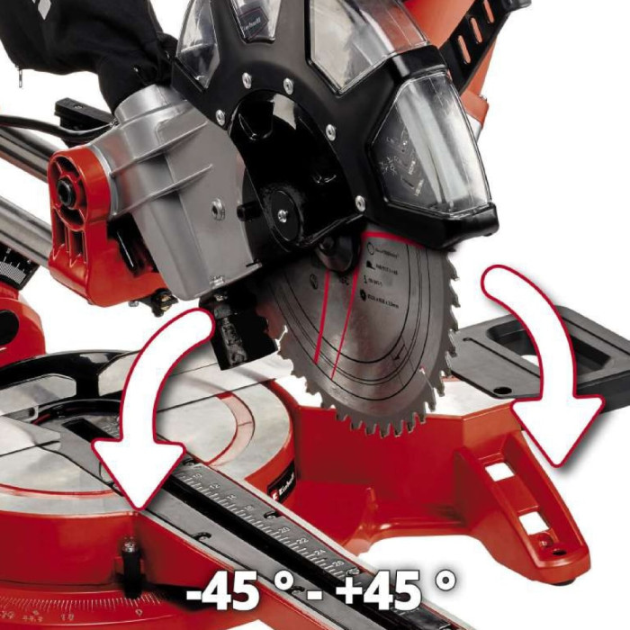 Торцовочная пила с протяжкой Einhell TC-SM 2534/1 Dual (4300395) наклон головы влево/вправо на 45°