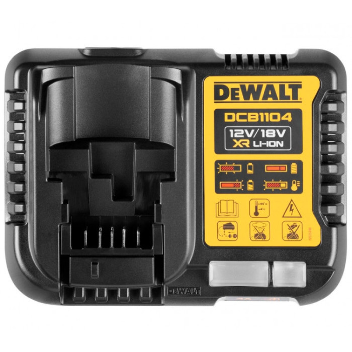 Зарядний пристрій DeWALT DCB1104, 12 В/18 В, вихідний струм 4 А, вага 0.5 кг