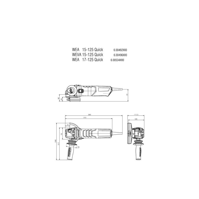 Угловая шлифмашина Metabo WEV 17-125 (600516000)