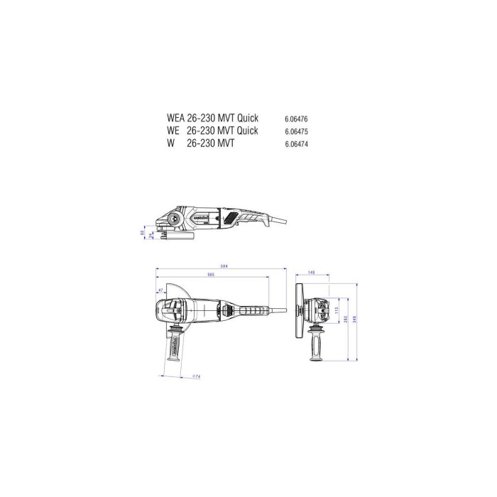Кутова шліфувальна машина Metabo W 26-230 (606474000)