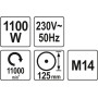 Угловая шлифмашина Yato YT-82100